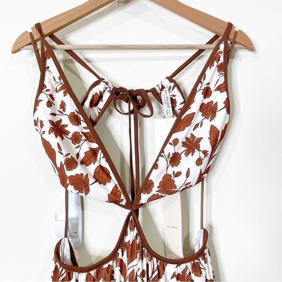 Bec + Bridge Brown White Print Cutout Phillipa Maxi Dress Size 10 US NWT - Picture 5 of 10